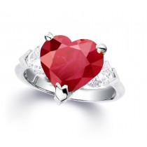 Custom Manufactured Three Stone Ruby & Diamond High Jewelry Ring