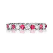 Custom Manufactured Eternity Band Ring With Round Rubies & Diamonds