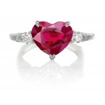 Made to Order Three Stone Heart Shaped Ruby & Pears Diamond Designer Rings