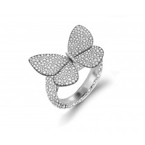 Delicate French Micro Pave Butterfly Rings Featuring Vivid Red Rubies & Sparkling Diamonds