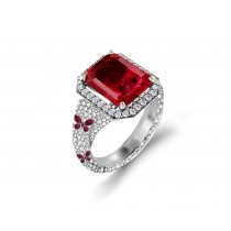 Delicate French Micro Pave Butterfly Rings Featuring Vivid Red Rubies & Sparkling Diamonds