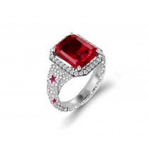 Delicate French Micro Pave Star Rings Featuring Vivid Red Rubies & Sparkling Diamonds