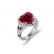 Delicate French Micro Pave Butterfly Rings Featuring Vivid Red Rubies & Sparkling Diamonds