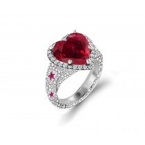 Delicate French Micro Pave Star Rings Featuring Vivid Red Rubies & Sparkling Diamonds