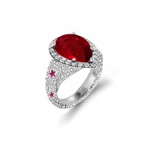 Delicate French Micro Pave Star Rings Featuring Vivid Red Rubies & Sparkling Diamonds