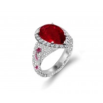 Delicate French Micro Pave Star Rings Featuring Vivid Red Rubies & Sparkling Diamonds