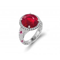 Delicate French Micro Pave Star Rings Featuring Vivid Red Rubies & Sparkling Diamonds