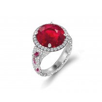 Delicate French Micro Pave Star Rings Featuring Vivid Red Rubies & Sparkling Diamonds