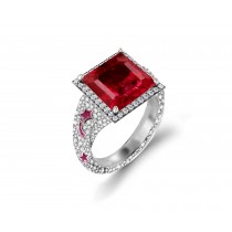 Delicate French Micro Pave Star Rings Featuring Vivid Red Rubies & Sparkling Diamonds