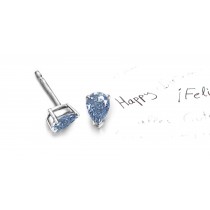 Rare Colored Diamonds Designer Collection - Blue Colored Diamonds & White Diamonds Fancy Blue Diamond Lock Wires Earrings