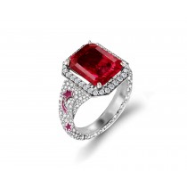 Delicate French Micro Pave Star Rings Featuring Vivid Red Rubies & Sparkling Diamonds