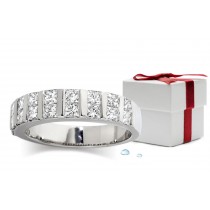 Platinum Band Bar Set Princess Cut Diamonds.