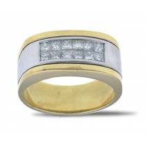 Platinum Gold Channel Princess Cut Diamonds Ring