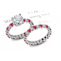 Made To Order in Gold: Its Large 1.0 Round Ruby atop French Pave Set Ruby & Diamond Ring & Ladies Band