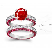 Have The Exclusive Control: Large Prong Set 1.0 ct Top Fine Ruby on Placed Down Ruby Diamond Eternity Ring & Stylish Gold Band Real Savings