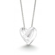 Platinum burnish set heart pendant and platinum chain