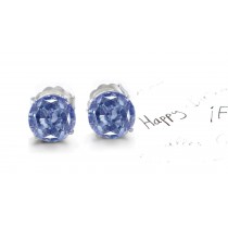Variety of Colored Diamonds Designer Collection - Blue Colored Diamonds & White Diamonds Fancy Blue Diamond Studs
