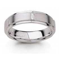  Platinum Comfort Fit Diamond Ring with Baguette Diamonds