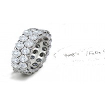 Impeccable: Two Rows of Sparkling Prong Set Brilliant Cut Round Diamond Eternity Rings in Gold