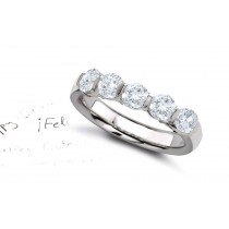 Glittering Five Stone Channel Set Round Diamond Anniversary Ring in Gold & Platinum Ring Size 3 to 8