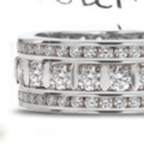 Bar Set Diamond Eternity Band Boredered by Two Rows of Sparkling Diamonds in Gold