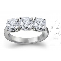 Three Stone Diamond Ring in Platinum & 14K White Yellow Gold