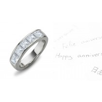 Five Stone Princess Cut Diamond Anniversary Wedding Ring in Gold