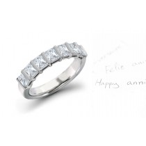 Princess Cut Diamond Five Stone Prong Set Diamond Ring in Gold