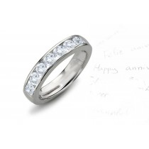 Five Diamond Rings: Platinum Seven Round Diamond Channel Set Diamond Anniversary Ring.
