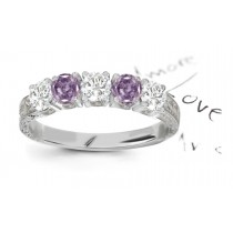 Five Stone Pink Diamond & White Diamond Ring in 1.0 cts tw in Ring Size 3 to 8 in 14k White Gold8 