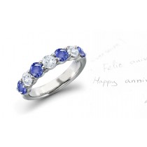 7 Stone Blue Sapphire & Diamond Ring in 1 to 3 carats tw