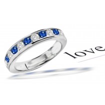 Nine Stone Blue Sapphire & Diamond Wedding Anniversary Band