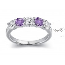 Purple Sapphire & Diamond 5 Stone Ring in Gold