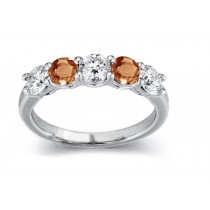 5 Stone Orange Sapphire & Diamond Ring in Platinum Size 3 to8