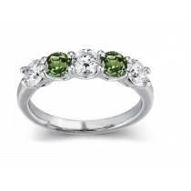 Five Stone Green Sapphire & Diamond Style Ring