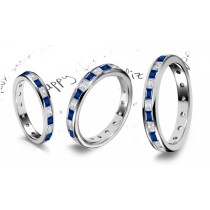 To Cherish Forever: Princess Cut Blue Sapphire and Diamond Eternity Wedding Band in Platinum