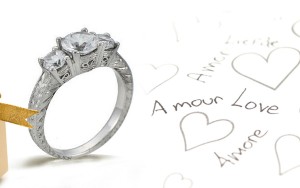 Platinum Hand Engraved Filigree Engagement Setting