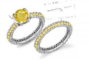 Glittering: Premier Brand Designer Yellow Sapphire & Diamond Micro Pave Ring