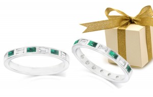 Discover Emeralds: Burnish Set Men Women Matching Anniversary Bands 