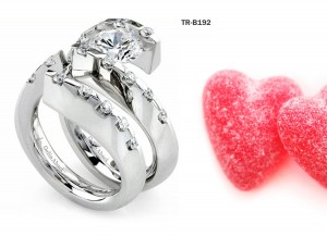 Tension Setting Diamond Wedding & Engagement Rings Set