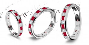 Dancing in the Light: Princess Cut Ruby Diamond Eternity Ring