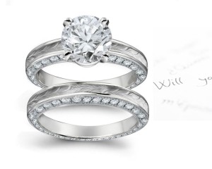 Special Design Platinum, Diamond, Floral Motif, Diamond Halo Engagement Ring & Wedding Band