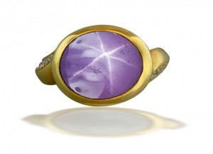 Luminous Surface Radiance of Blue Star: "Iconic" Art Nouveau Gold "Vibrant" Rare Deep Pink Purple Ceylon Star Sapphire