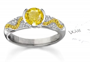 Exceptional: Brand Name Designer Yellow Sapphire & Diamond Micro Pave Ring