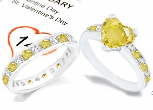 2013 Catalog No. 5 - Product Details: Heart Yellow Sapphire &Diamond Engagement Ring & Wedding Ring Set