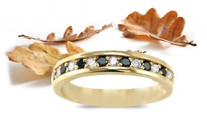 White & Black Sapphire in 14k White Gold
