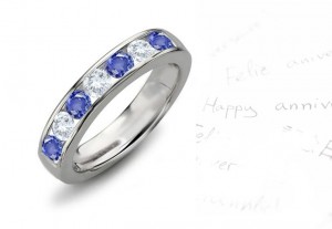 7 Stone Sapphire & Diamond Wedding Anniversary Band