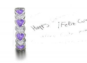 Shop for Heart Purple Sapphires & Diamonds Eternity Ring