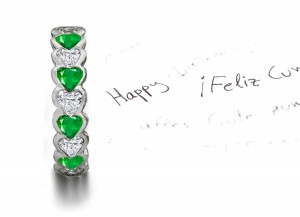 Heart Emerald & Heart Diamond Eternity Band