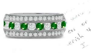 New Emerald & Diamond Eternity Wedding Bands